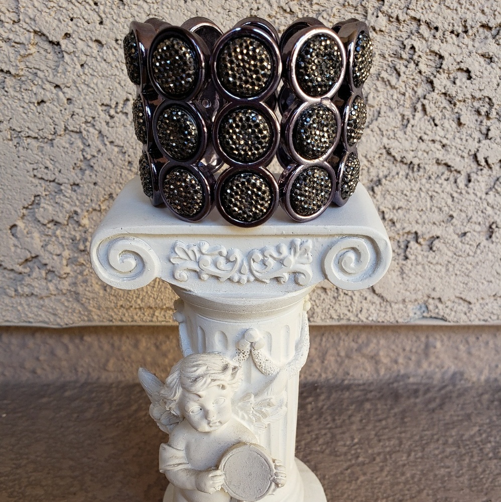 2" Charcoal Grey Crystal Stretch Bracelet